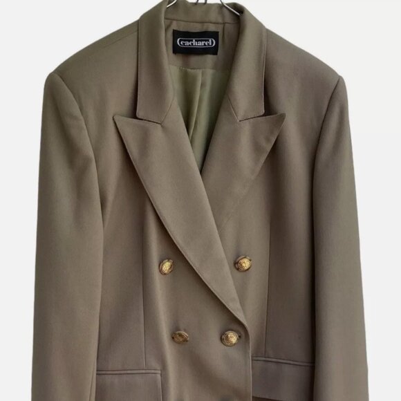 Vintage Cacharel Double-breasted Brown Wool Blazer-Size 46 Women - Picture 1 of 5